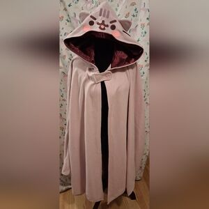 NWOT Pusheen Vampurr Purple Velour Anime Comfy Warm Cape Sweater w/ Hood OS